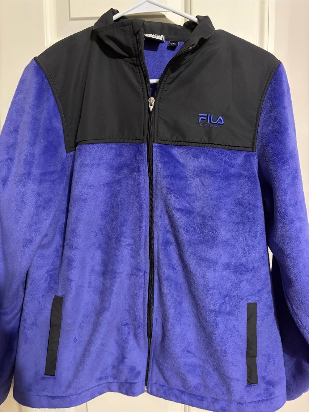 Fila Purple and Black Full-Zip Puffer Fleece Jacket